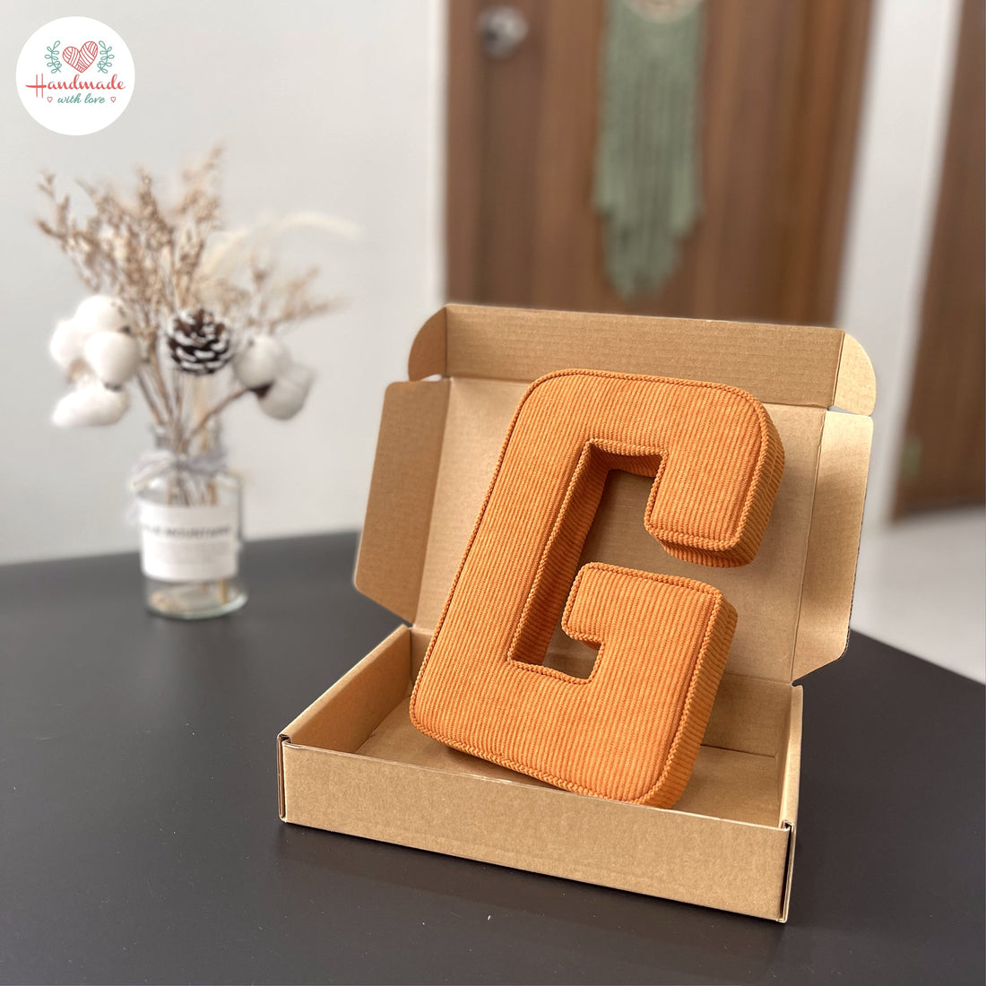 Personalised corduroy fabric letter, nursery decor new baby gift